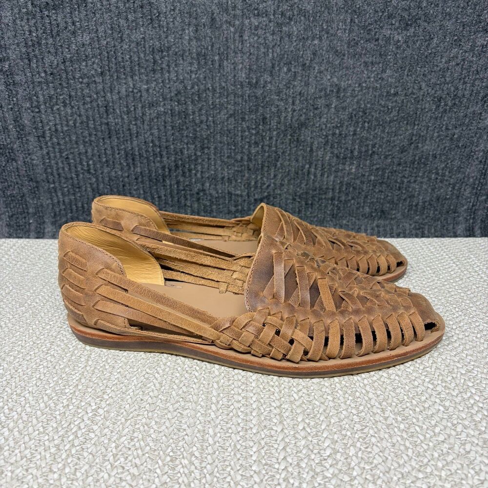 Nisolo Huarache Sandals Woven Tobacco Brown Leather Fisherman Slip On Mens 10